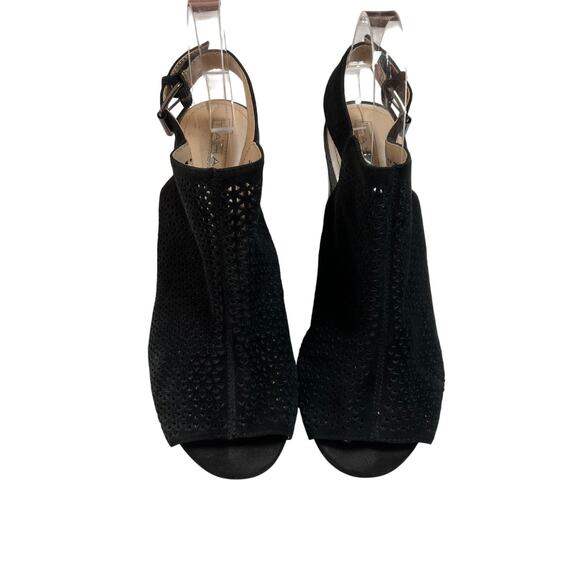 Tahari Margaret Black Suede Slingback Sandal Peep Toe Block Heel Ladies Size 8M - Picture 3 of 10